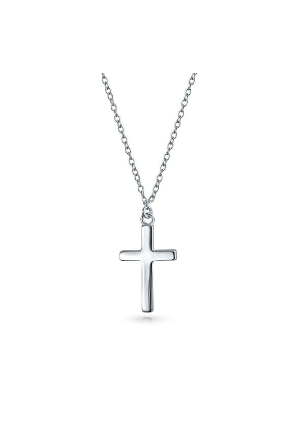 Womens Minimalist Tiny Religious Cross Pendant Necklace Rose Sterling Silver
