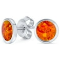 thumbnail image 1 of Bling Jewelry Womens Minimalist Round Orange Fire Opal Stud Earrings Gold Plated, 1 of 5