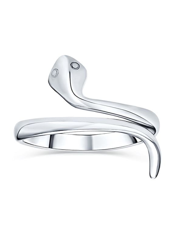Womens Snake Band Ring .925 Sterling Silver Stackable Adjustable Wrap