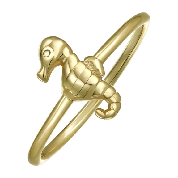 Bling Jewelry Womens  Thin 1MM Band Stackable Nautical Seahorse Ring Gold Plated Silver