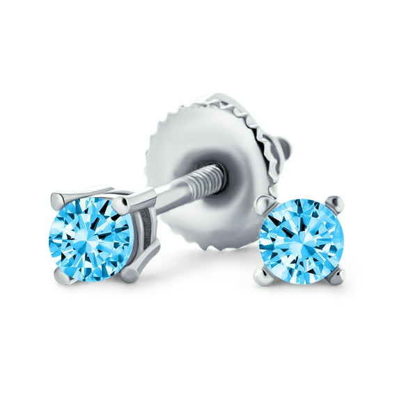 Bling Jewelry Womens Minimalist Tiny Solitaire .25CT CZ Stud Earrings .Sterling Silver Screw Back