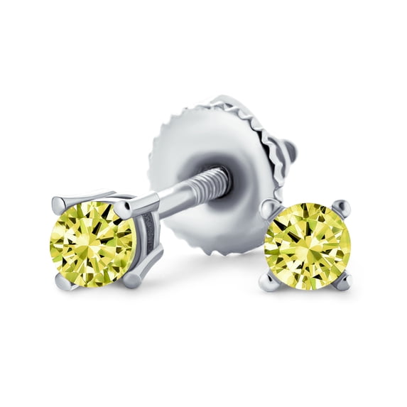 Bling Jewelry Womens Tiny Solitaire .25CT CZ Stud Earrings .Sterling Silver Screw Back
