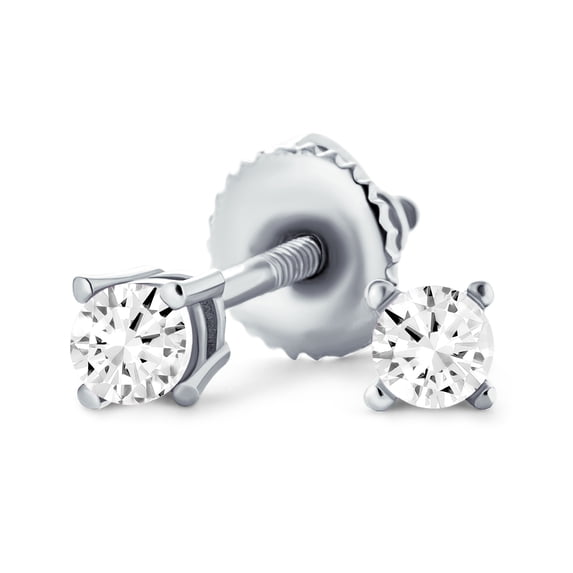 Bling Jewelry Womens Minimalist Tiny Solitaire .25CT CZ Stud Earrings .Sterling Silver Screw Back