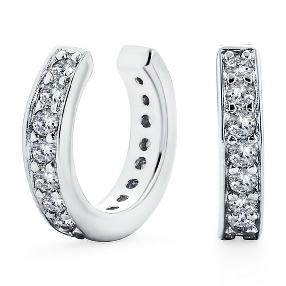 Bling Jewelry Womens Minimalist Ear Cuff Cartilage CZ Band Clip Wrap Helix Earrings Sterling Silver