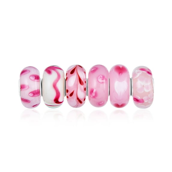Bling Jewelry Womens Mixed Set Sterling Silver Core Murano Glass Charm Bead for European Bracelet