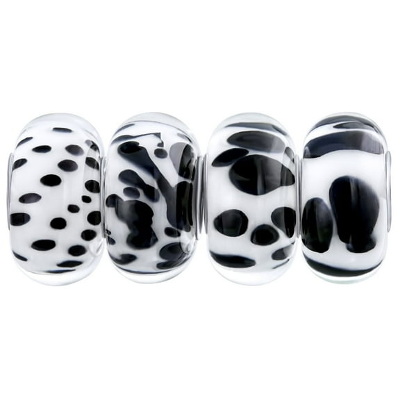 Bling Jewelry Womens Mixed Set of 4 Sterling Silver Core Murano Glass Charm Beads for Bracelets