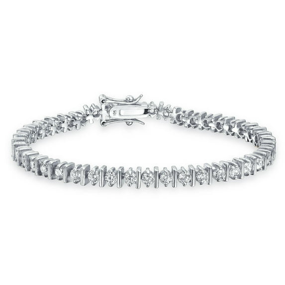 Bling Jewelry Womens 10CT CZ Solitaire Tennis Bracelet Cubic Zirconia .925 Sterling Silver 7 Inch