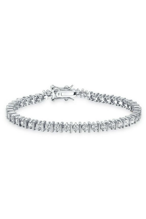 Womens 10CT CZ Solitaire Tennis Bracelet Cubic Zirconia .925 Sterling Silver 7 Inch
