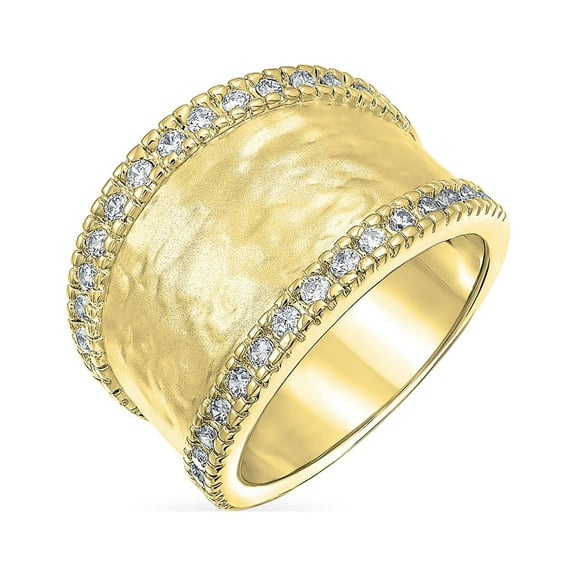 Bling Jewelry Womens Modern Cocktail Statement Ring with CZ Accents 14K Gold Plated Brass
