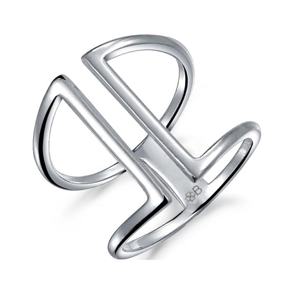 Bling Jewelry Womens Modern  Wide Vertical Bars Band Ring .925 Sterling Silver Adjustable