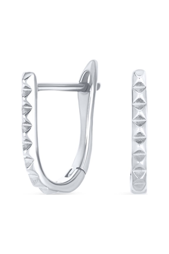 Womens Modern Mini Spike Hoop Huggie Earrings 14K Gold Plated Sterling Silver