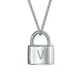 thumbnail image 1 of Bling Jewelry Womens V Monogram Lovers Lock Padlock Pendant Necklace16 Inch, 1 of 4