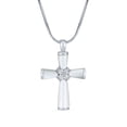 thumbnail image 1 of Bling Jewelry Womens Religious Mother of Pearl MOP Cross Pendant Necklace Rhodium Plated Brass Snake Chain Included, 1 of 5