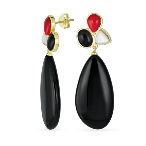 Bling Jewelry Womens   Dangle Earrings Gemstone Accents Gold Plated