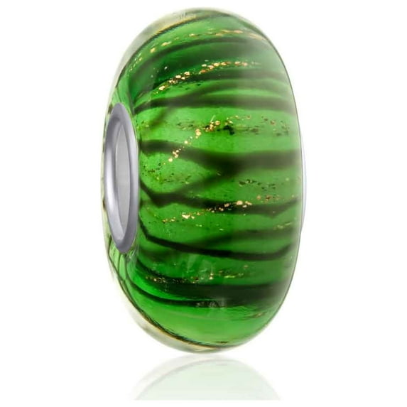 Bling Jewelry Womens Murano Glass Charm Bead Blue Green Swirl for European Bracelet