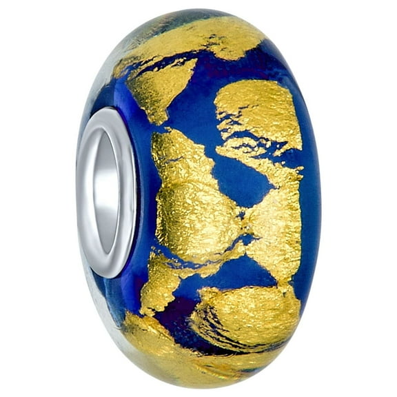 Bling Jewelry Womens Murano Glass Charm Bead Red Green Purple Blue Gold Foil for European Bracelet