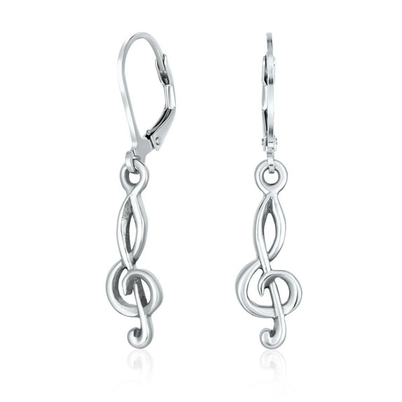 Bling Jewelry Womens Music Teacher Student Treble Clef Musical Note Drop Earrings Sterling Silver