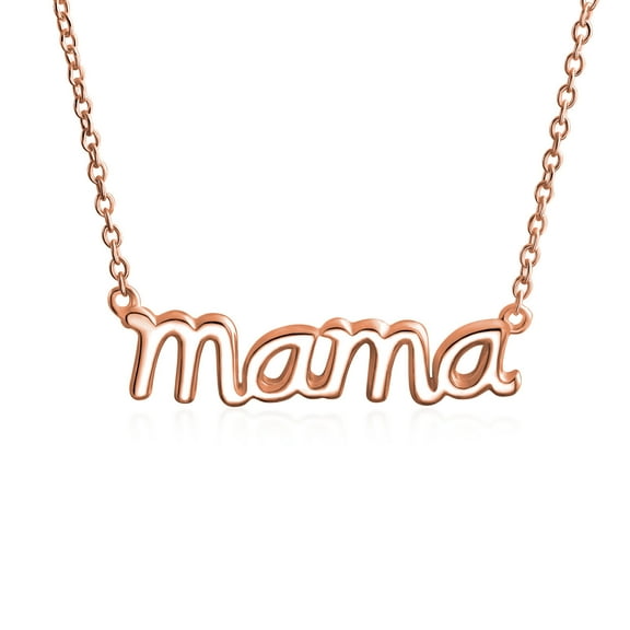 Bling Jewelry Womens Name Plated MAMA Pendant Necklace for Mother Wife 14K Rose Gold Sterling Silver