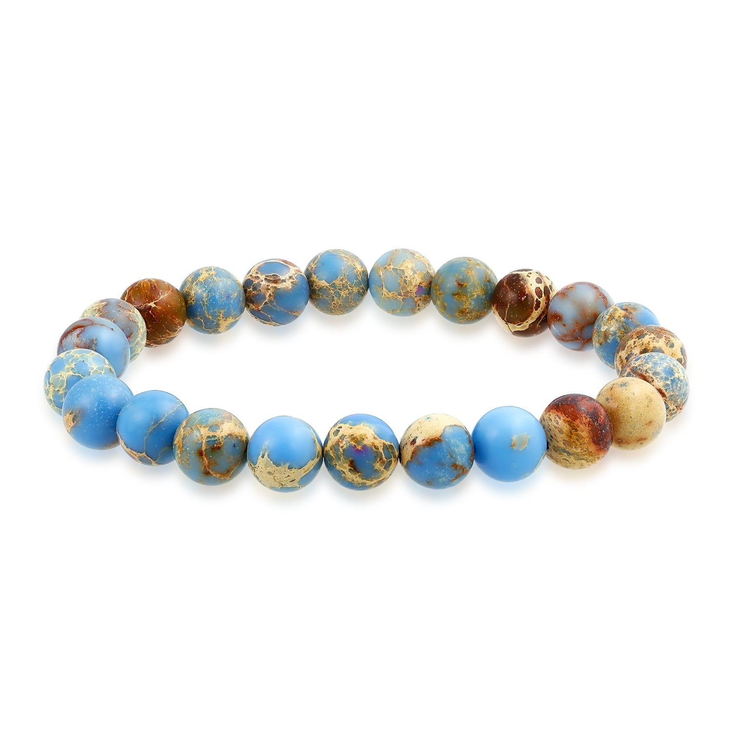02-Natural Gemstone Faceted Round Beaded Elastic Bracelet 2mm 3mm 4mm 7.5'' Long