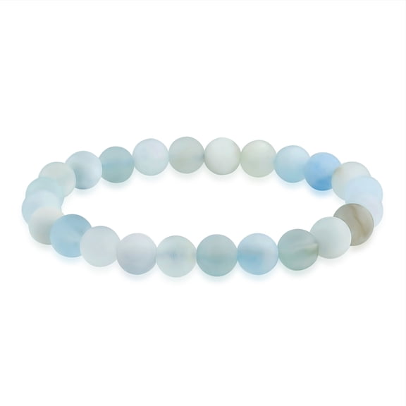 Bling Jewelry Womens Blue Aqua Aquamarine Gemstone 8MM Bead Stackable Stretch Bracelet