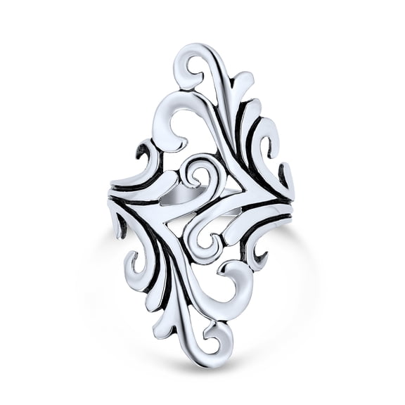 Bling Jewelry Womens Nature Swirl Leaf Wrap Bypass Full Finger Statement Ring Sterling Silver