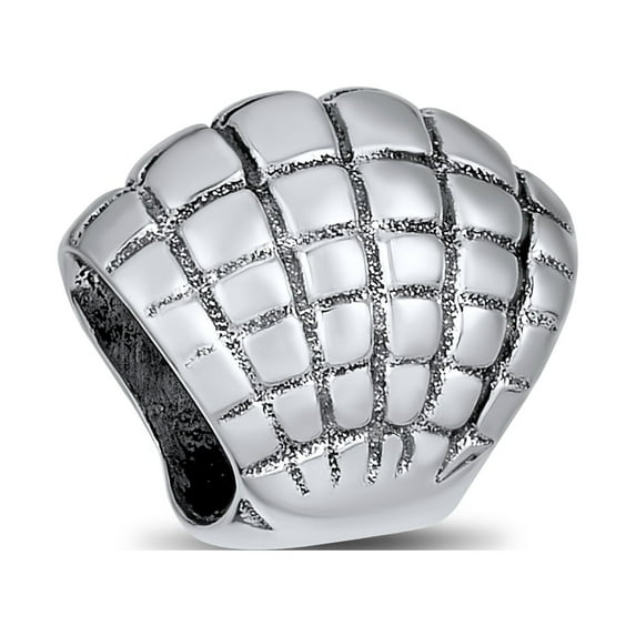 Bling Jewelry Womens Nautical Clam Shell Charm Bead in Oxidized Sterling Silver for European Bracelet