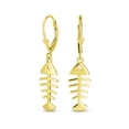 thumbnail image 1 of Bling Jewelry Womens Nautical Fishbone Dangle Earrings 14K Gold Plated Sterling Silver Leverback, 1 of 5
