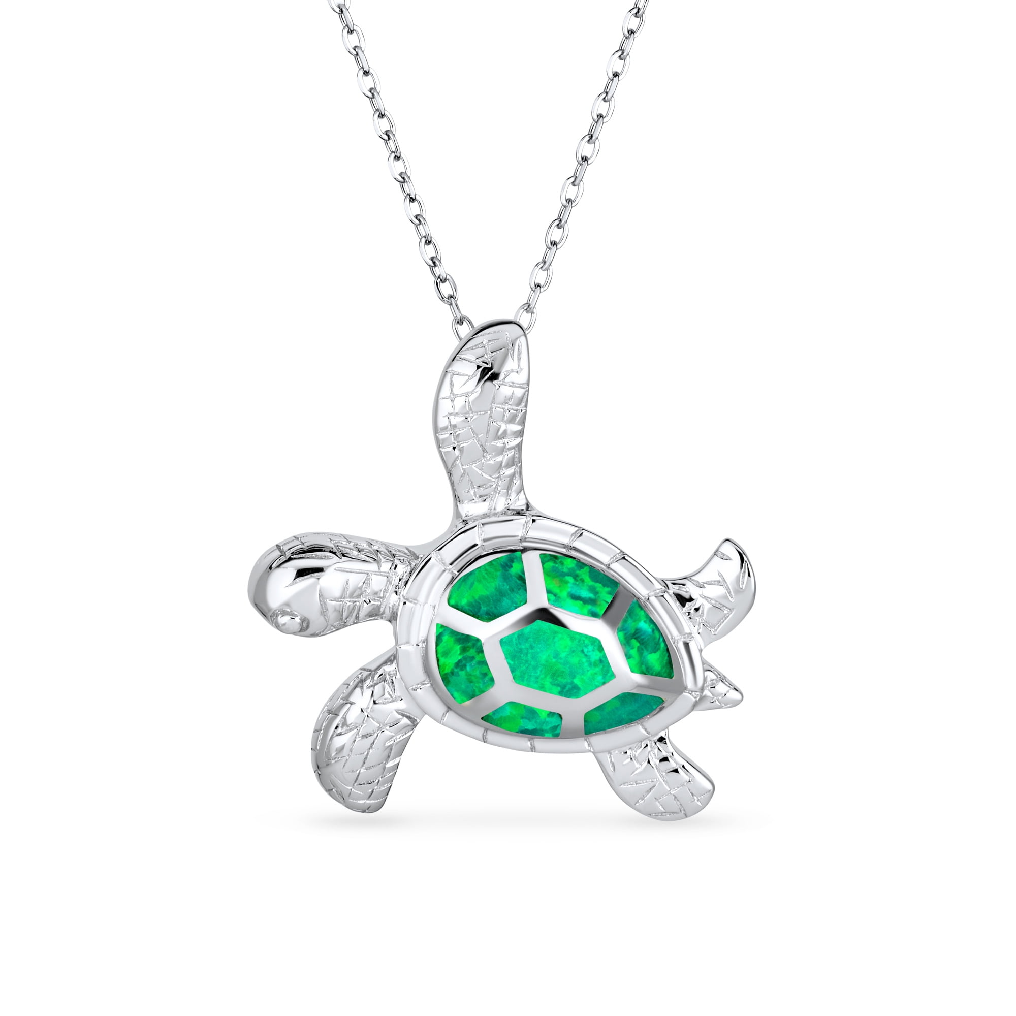 Bling Jewelry Womens Nautical Opal Inlay Green Heart Sea Turtle