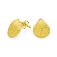 thumbnail image 1 of Bling Jewelry Womens Nautical Vacation Cockle Sea Stud Earrings Gold Plated .925 Sterling Silver, 1 of 3