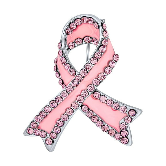 Bling Jewelry Womens Open Heart Enamel Crystal Brooche Pin for Awareness Ribbons Silver Gold Plated