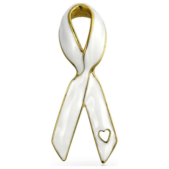 Bling Jewelry Womens Open Heart Enamel Pink Ribbon Breast Cancer Survivor Brooch Pin Silver Gold