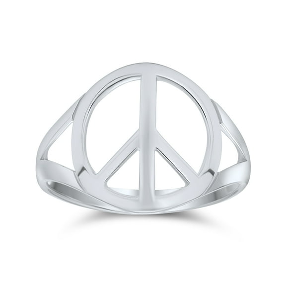 Bling Jewelry Womens Open Symbol World Peace Silver Ring Sterling Split Shank Band