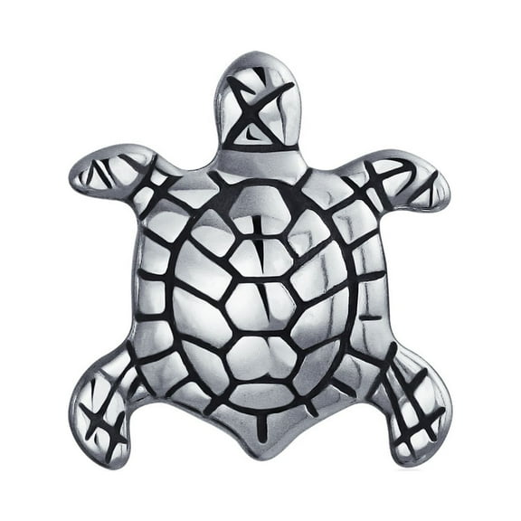 Bling Jewelry Womens Oval Nautical Sea Turtle Charm Bead in Oxidized Sterling Silver for Bracelets