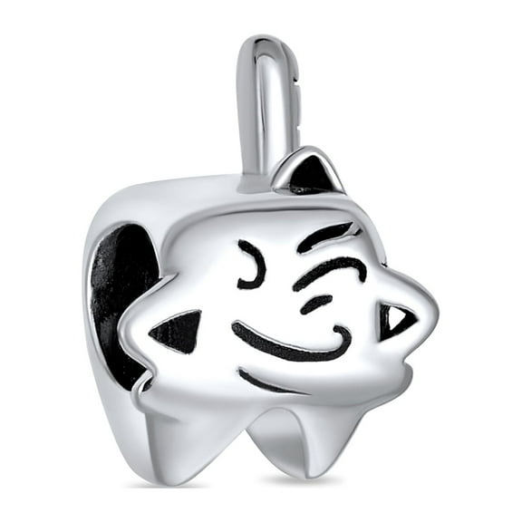 Bling Jewelry Womens Oxidized .925 Sterling Silver Tooth Fairy Dentist Charm Bead European Bracelet