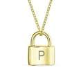 thumbnail image 1 of Bling Jewelry Womens P - Monogram Lock Pendant Charm Lovers Padlock Necklace Gold Plated 16 Inch, 1 of 4