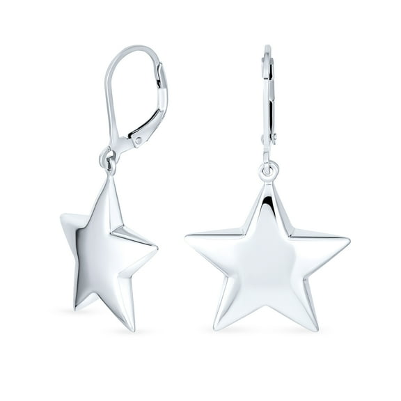 Bling Jewelry Womens  Patriotic Celestial Dangle Earrings Leverback Stars