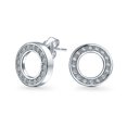 thumbnail image 1 of Bling Jewelry Womens  Pave CZ Open Circle Round Disc Stud Earrings, 1 of 5
