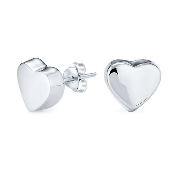 Bling Jewelry Womens Personalized ABC Initial Heart Stud Earrings in Sterling Silver for Girlfriend