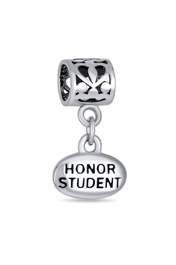 Womens Personalized Graduate Dangle Charm Bead Sterling Silver for European Bracelet