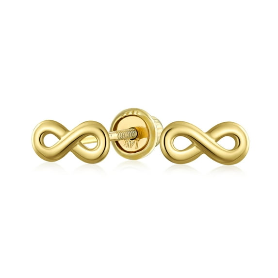 Bling Jewelry Womens Petite 14K Gold Infinity Stud Earrings Secure Screwback
