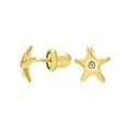 thumbnail image 1 of Bling Jewelry Womens Petite Nautical Dolphin Turtle 14K Gold Stud Earrings with Secure Screw Back, 1 of 5