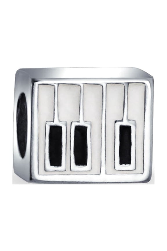 Womens Musician Piano Keys Charm Bead for Music Students .925 Sterling Silver for Bracelet