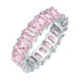 thumbnail image 1 of Bling Jewelry Womens Pink Baguette CZ Eternity Wedding Band Ring .925 Sterling Silver, 1 of 6
