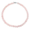 thumbnail image 1 of Bling Jewelry Womens Plain Western Pink Rose Quartz Bead Strand Necklace Silver, 1 of 3
