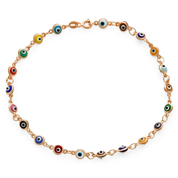 Bling Jewelry Womens Protection Amulet Evil Eyes Anklet Ankle Bracelet Gold Plated Sterling Silver