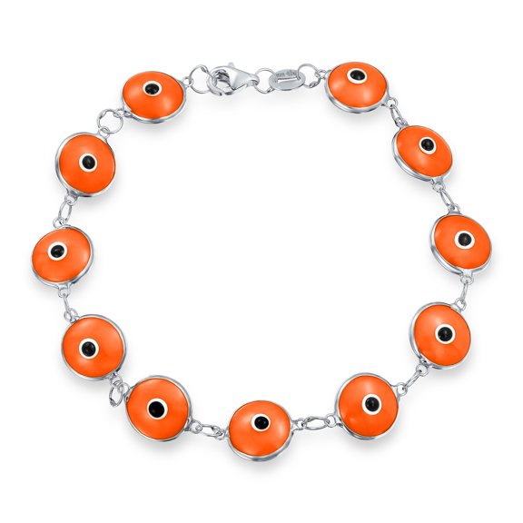 Bling Jewelry Womens Protection Good Luck Amulet Strand Bracelet Orange Evil Eye Beads 7 Inch