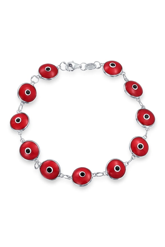 Womens Protection Good Luck Amulet Strand Bracelet Red Evil Eye Beads 7 Inch