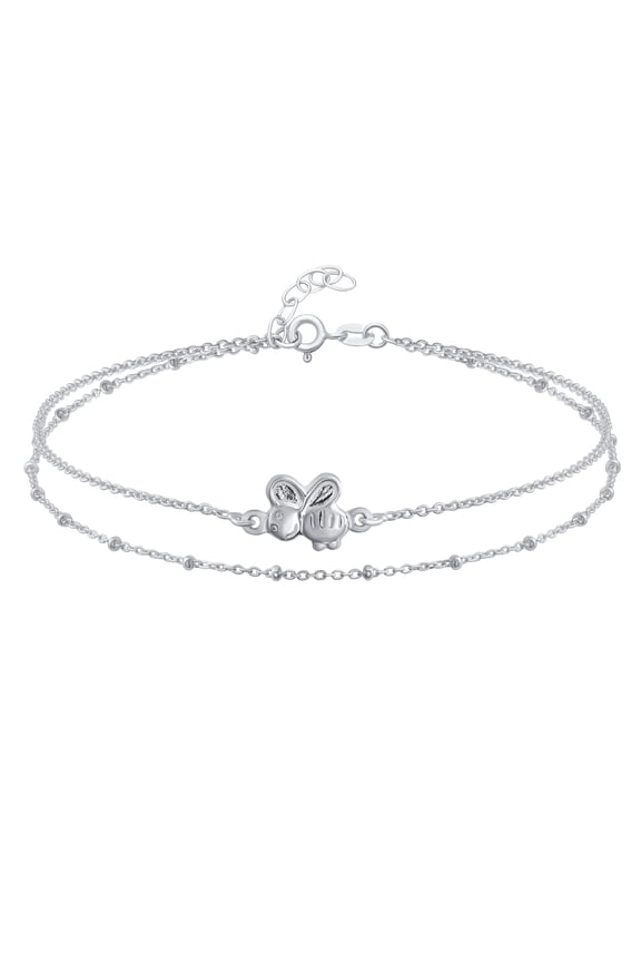 Womens Queen Bumble Bee Charm Anklet Ankle Bracelet Sterling Silver 9-10 Inch