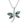 thumbnail image 1 of Bling Jewelry Womens Rainbow Abalone Shell Butterfly Dragonfly Firefly Pendant Necklace Silver Chain, 1 of 5