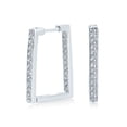 thumbnail image 1 of Bling Jewelry Womens  Rectangle CZ Hoop Earrings 14K Gold Plated Sterling Silver Channel Set, 1 of 5